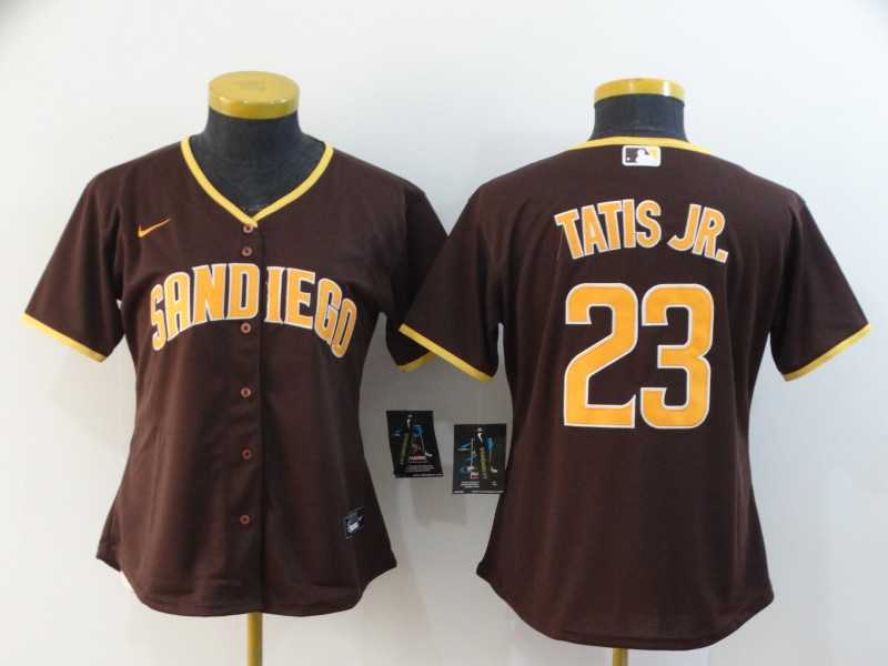 Women Padres 23 Fernando Tatis Jr. Brown Nike 2020 Cool Base Jersey,We sell and wholesale Women Padres 23 Fernando Tatis Jr. Brown Nike 2020 Cool Base Jersey on line form chian!